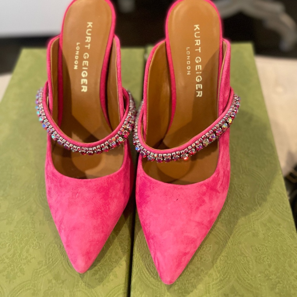 Kurt London mules/pump 37 hot pink with rhinestone
